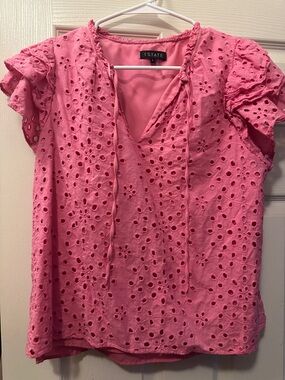 1. State Hot Pink Eyelet Tie-Front Blouse
